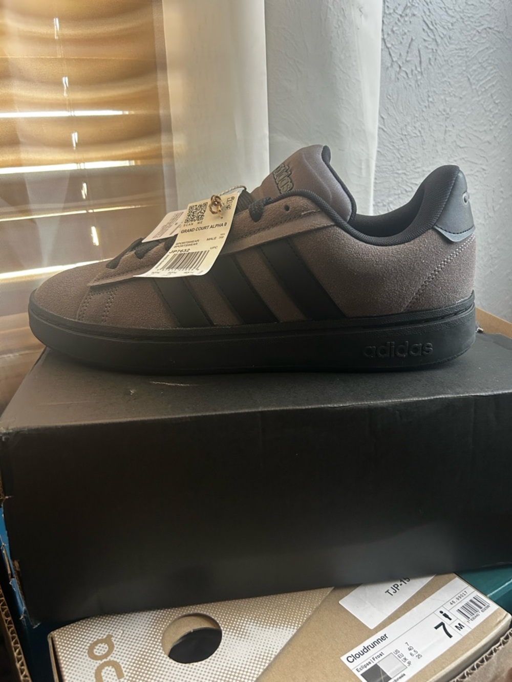 adidas Men’s Casual Sneaker in Taupe and Black